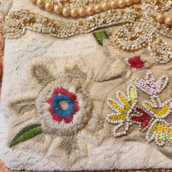 ANTICA SANTORIA Cloth, Lace & Pearls Handbag Shoulder Bag New w/Tag - Picture 9 of 12